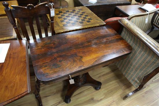 A William IV rosewood card table, W.3ft D.1ft 6in. H.2ft 5in.